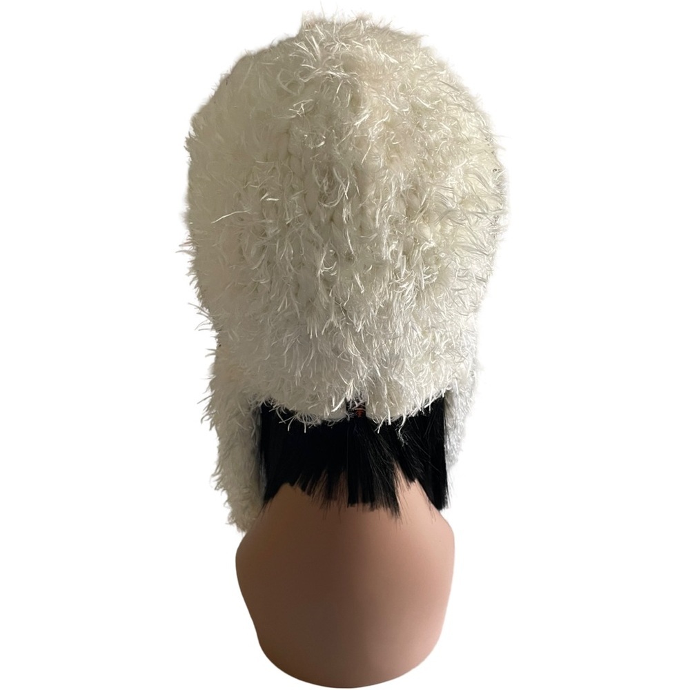 Screamer Ivory Faux Fur Trapper Hat Cozy Winter Ear Flap Y2K Ski Chic - Picture 4 of 8
